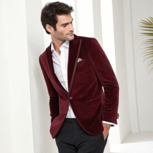 Men's Maroon Velvet Blazer