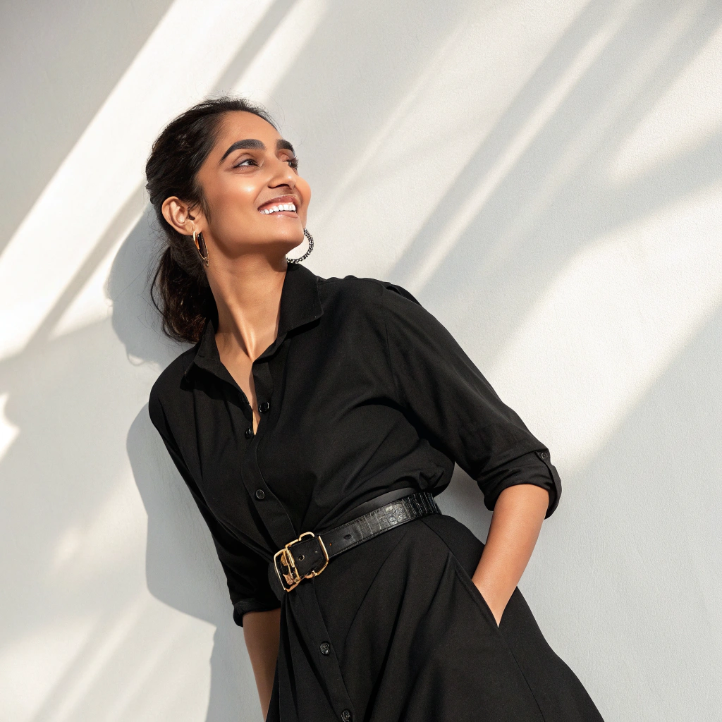 an-indian-female-model-wearing-a-black-shirt-dress