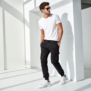 Black Cargo Joggers